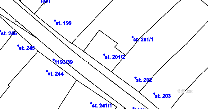 Parcela st. 201/2 v KÚ Prosiměřice, Katastrální mapa