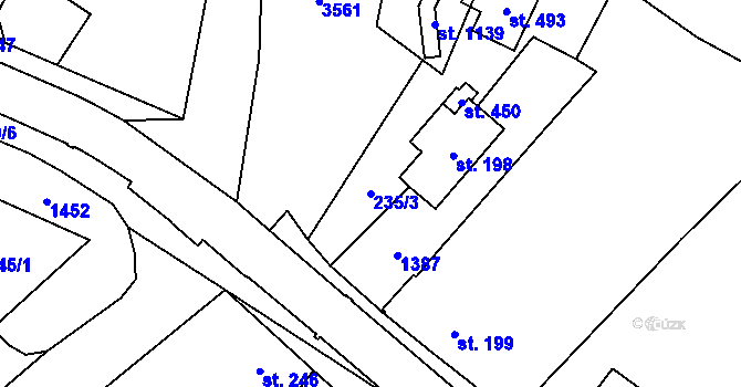 Parcela st. 235/3 v KÚ Prosiměřice, Katastrální mapa