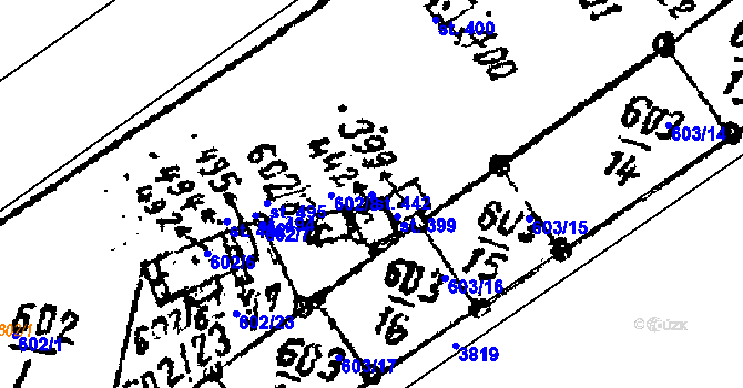 Parcela st. 442 v KÚ Prosiměřice, Katastrální mapa