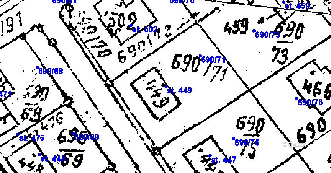 Parcela st. 449 v KÚ Prosiměřice, Katastrální mapa