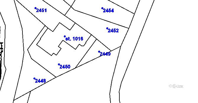 Parcela st. 2449 v KÚ Prosiměřice, Katastrální mapa