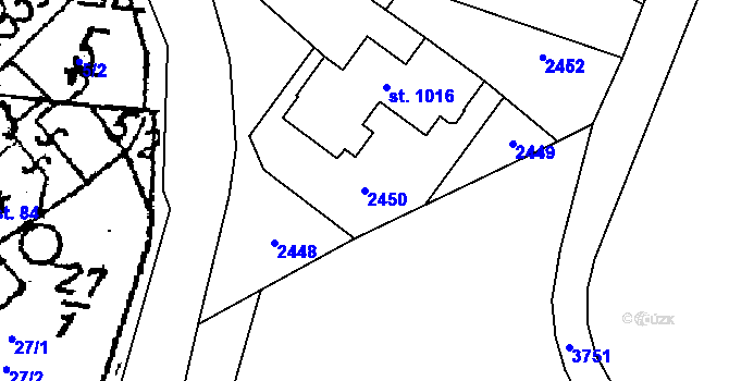 Parcela st. 2450 v KÚ Prosiměřice, Katastrální mapa
