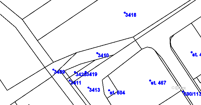Parcela st. 2843 v KÚ Prosiměřice, Katastrální mapa