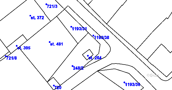 Parcela st. 1193/32 v KÚ Prosiměřice, Katastrální mapa