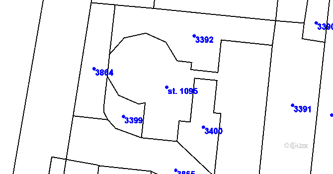 Parcela st. 1095 v KÚ Prosiměřice, Katastrální mapa