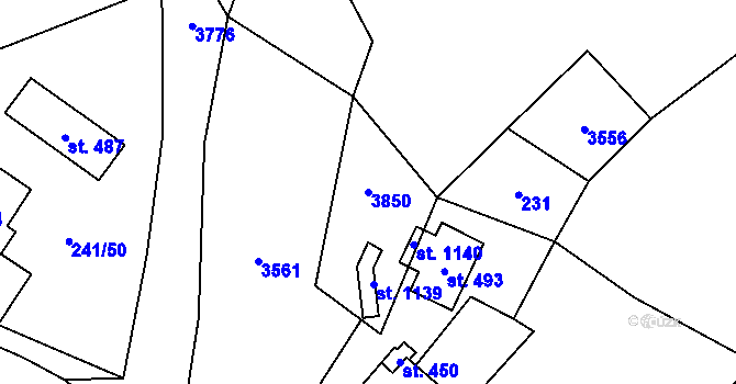 Parcela st. 3850 v KÚ Prosiměřice, Katastrální mapa