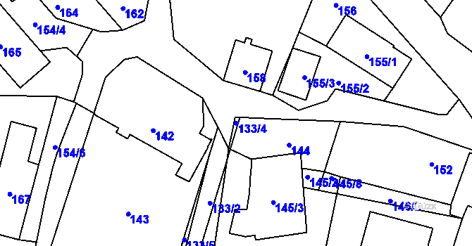 Parcela st. 133/4 v KÚ Proskovice, Katastrální mapa