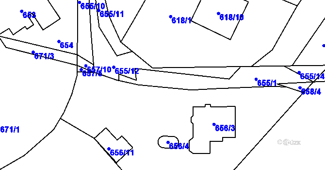 Parcela st. 656/13 v KÚ Proskovice, Katastrální mapa