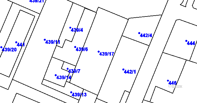 Parcela st. 439/17 v KÚ Proskovice, Katastrální mapa