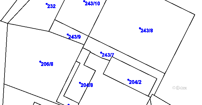 Parcela st. 243/7 v KÚ Proskovice, Katastrální mapa