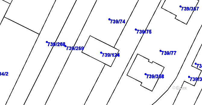 Parcela st. 739/124 v KÚ Proskovice, Katastrální mapa