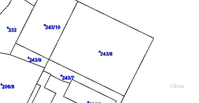 Parcela st. 243/8 v KÚ Proskovice, Katastrální mapa