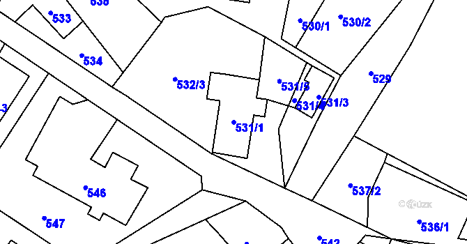 Parcela st. 531/1 v KÚ Proskovice, Katastrální mapa