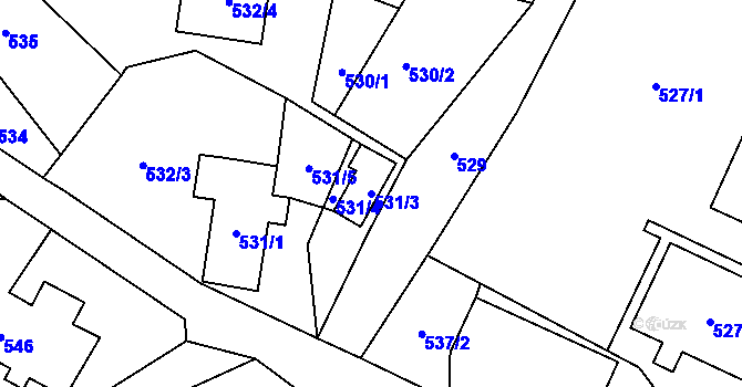 Parcela st. 531/3 v KÚ Proskovice, Katastrální mapa