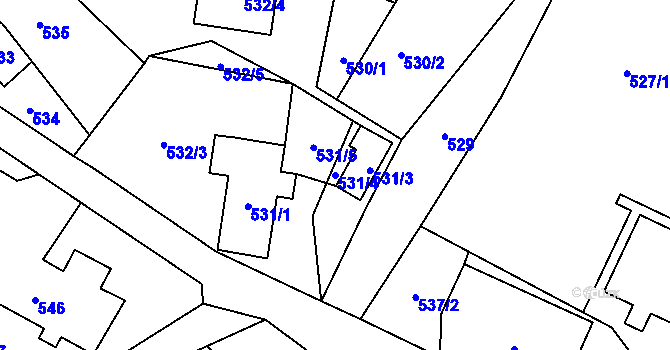 Parcela st. 531/4 v KÚ Proskovice, Katastrální mapa