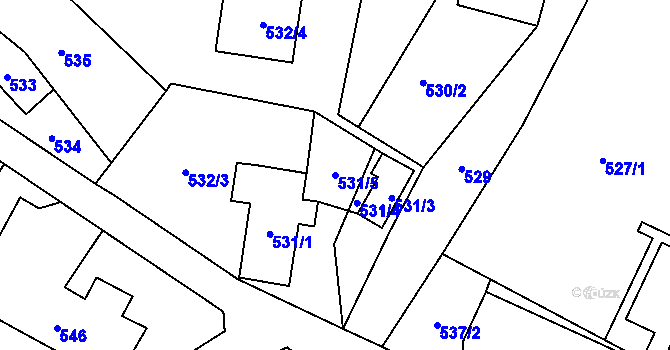 Parcela st. 531/5 v KÚ Proskovice, Katastrální mapa