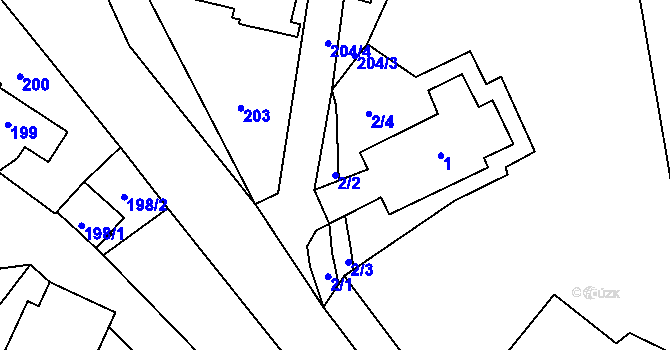 Parcela st. 2/2 v KÚ Proskovice, Katastrální mapa