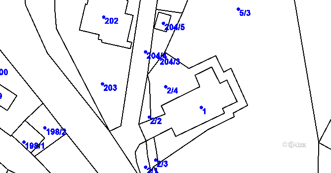 Parcela st. 2/4 v KÚ Proskovice, Katastrální mapa