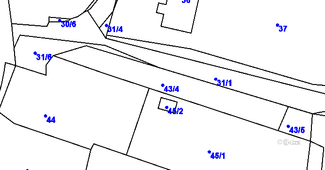 Parcela st. 43/4 v KÚ Proskovice, Katastrální mapa