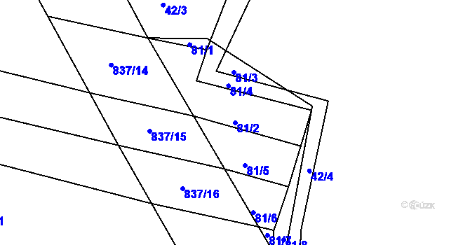 Parcela st. 81/2 v KÚ Proskovice, Katastrální mapa