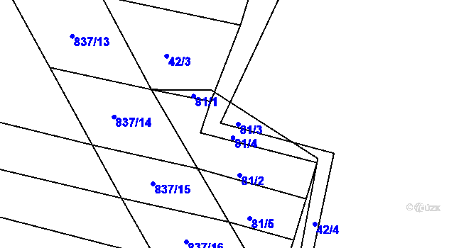 Parcela st. 81/3 v KÚ Proskovice, Katastrální mapa