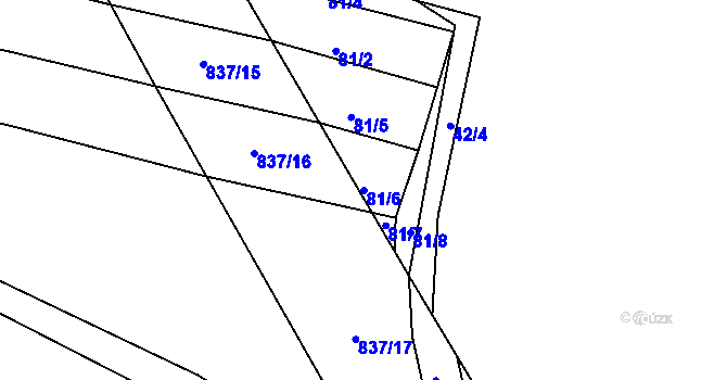 Parcela st. 81/6 v KÚ Proskovice, Katastrální mapa