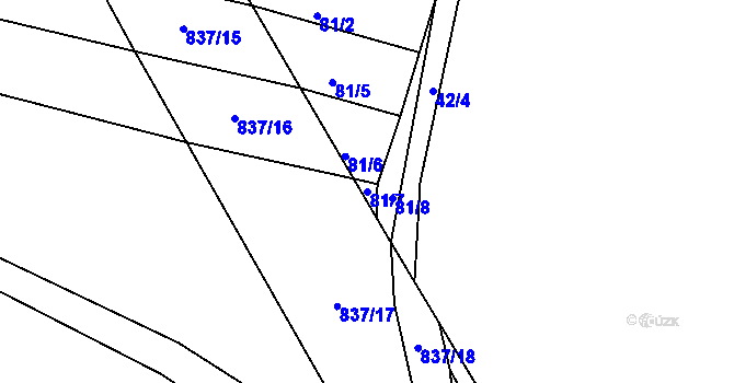 Parcela st. 81/7 v KÚ Proskovice, Katastrální mapa