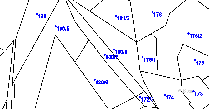 Parcela st. 180/7 v KÚ Proskovice, Katastrální mapa