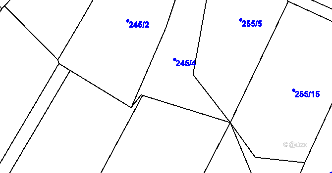 Parcela st. 245/3 v KÚ Proskovice, Katastrální mapa