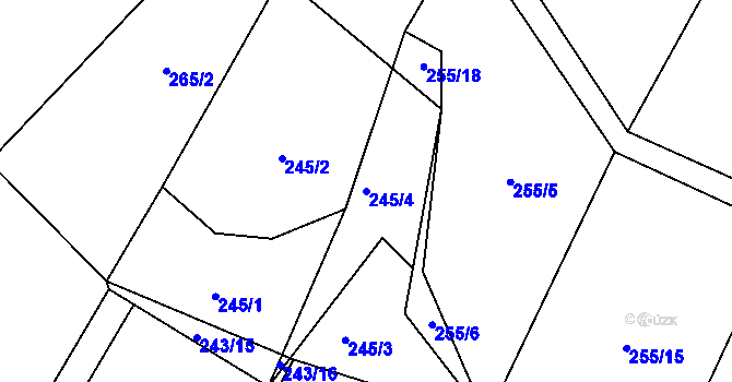 Parcela st. 245/4 v KÚ Proskovice, Katastrální mapa