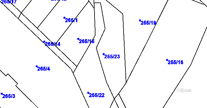 Parcela st. 255/23 v KÚ Proskovice, Katastrální mapa