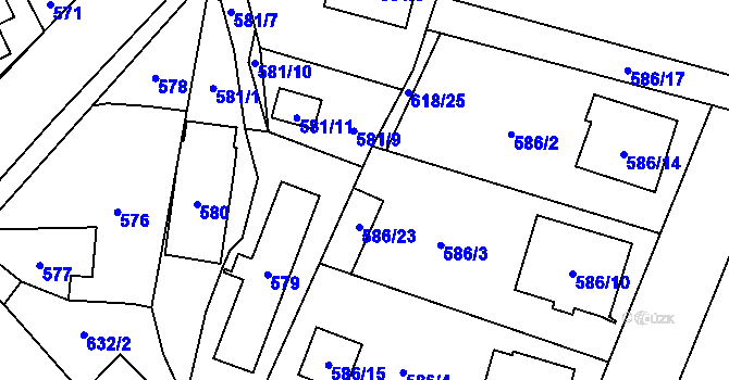 Parcela st. 618/24 v KÚ Proskovice, Katastrální mapa
