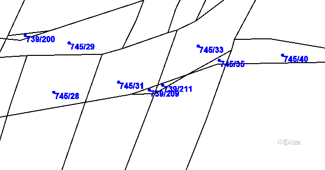 Parcela st. 739/211 v KÚ Proskovice, Katastrální mapa