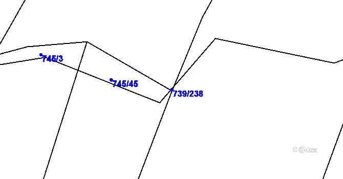 Parcela st. 739/238 v KÚ Proskovice, Katastrální mapa