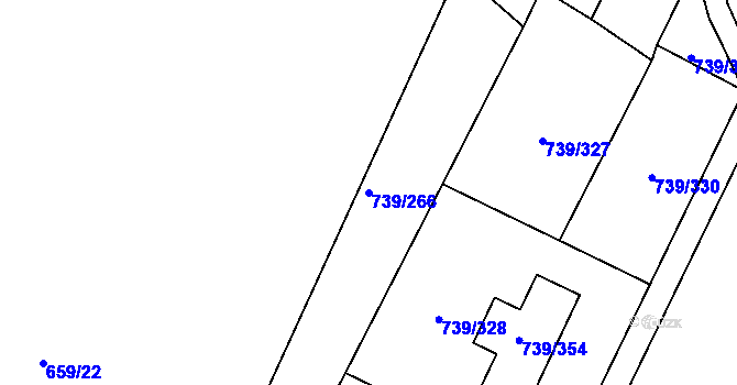 Parcela st. 739/266 v KÚ Proskovice, Katastrální mapa