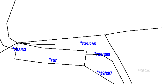 Parcela st. 739/285 v KÚ Proskovice, Katastrální mapa
