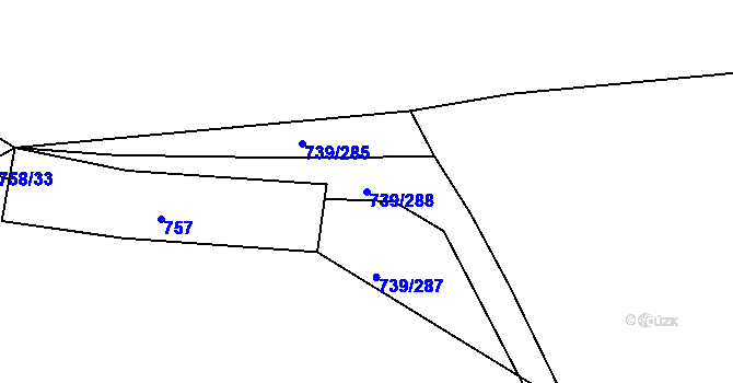 Parcela st. 739/288 v KÚ Proskovice, Katastrální mapa
