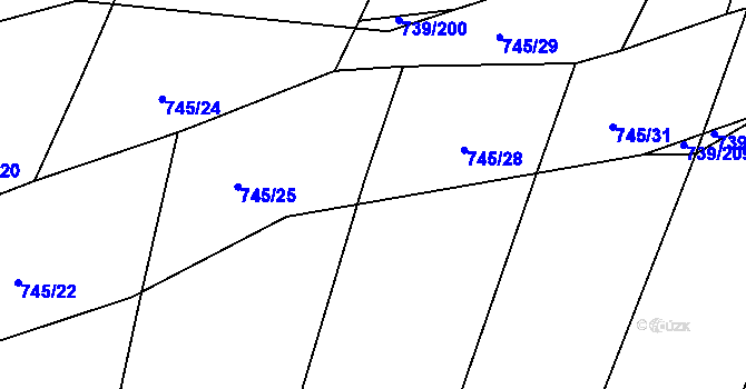 Parcela st. 745/27 v KÚ Proskovice, Katastrální mapa