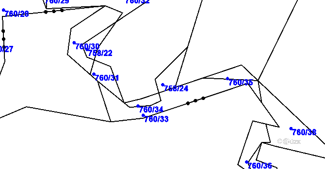 Parcela st. 758/24 v KÚ Proskovice, Katastrální mapa