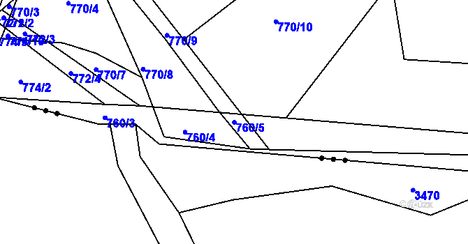 Parcela st. 760/5 v KÚ Proskovice, Katastrální mapa