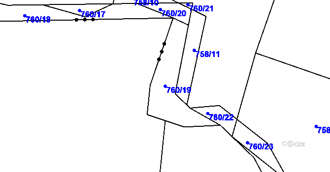 Parcela st. 760/19 v KÚ Proskovice, Katastrální mapa