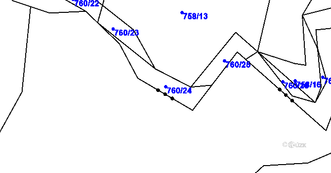 Parcela st. 760/24 v KÚ Proskovice, Katastrální mapa