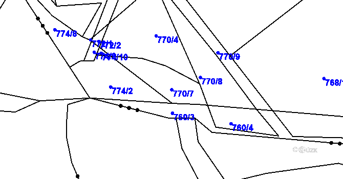 Parcela st. 770/7 v KÚ Proskovice, Katastrální mapa