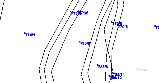 Parcela st. 785/6 v KÚ Proskovice, Katastrální mapa