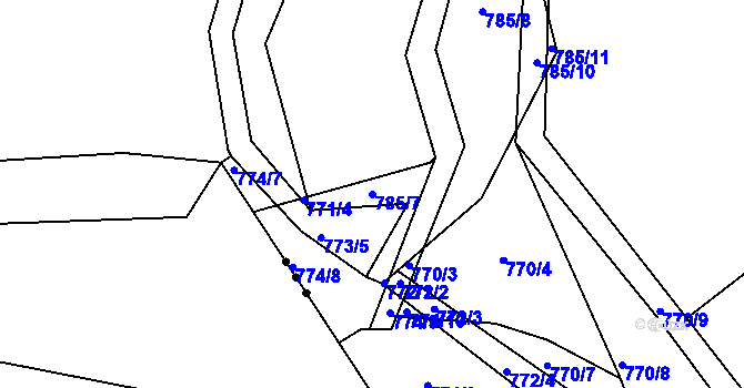 Parcela st. 785/7 v KÚ Proskovice, Katastrální mapa