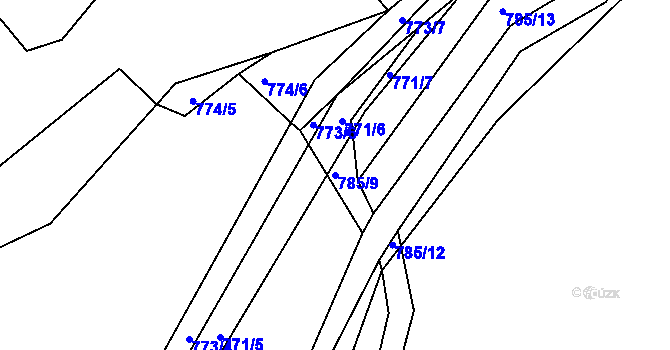 Parcela st. 785/9 v KÚ Proskovice, Katastrální mapa