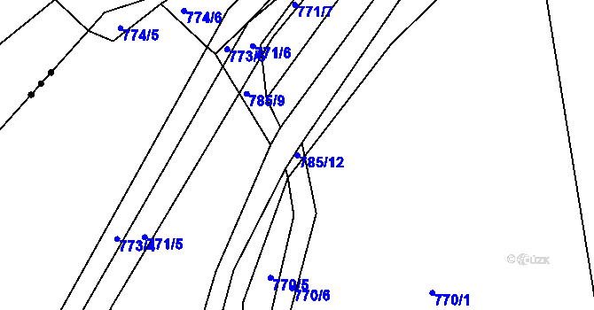 Parcela st. 785/12 v KÚ Proskovice, Katastrální mapa
