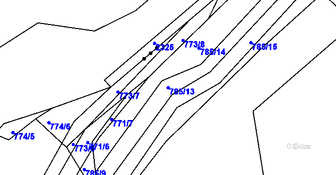 Parcela st. 785/13 v KÚ Proskovice, Katastrální mapa
