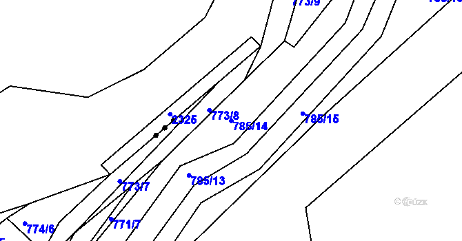 Parcela st. 785/14 v KÚ Proskovice, Katastrální mapa