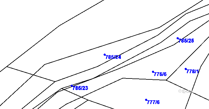 Parcela st. 785/24 v KÚ Proskovice, Katastrální mapa